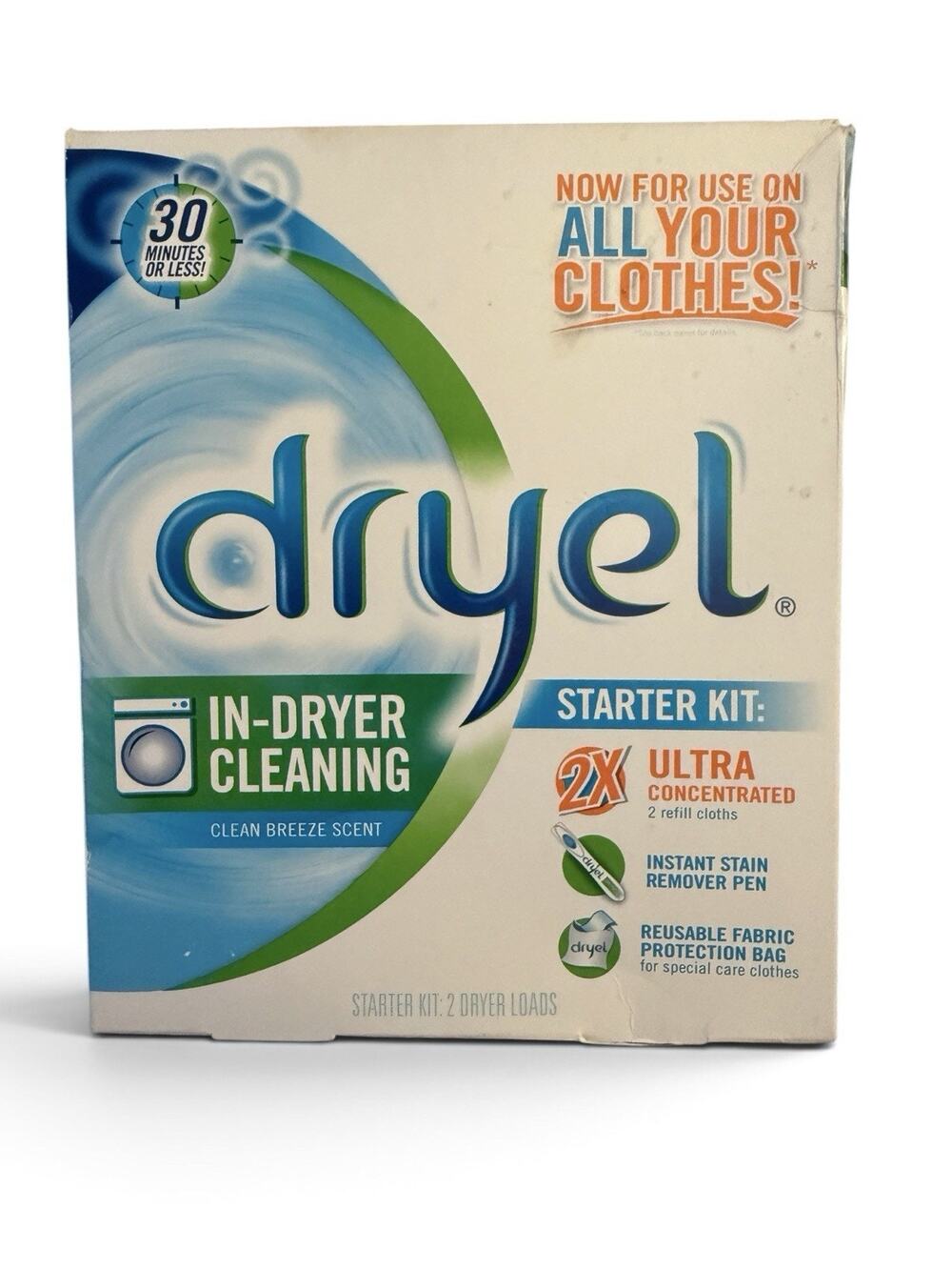 Dryel In-Dryer Cleaning Starter Kit 2X Concentrated Clean Breeze Scent New